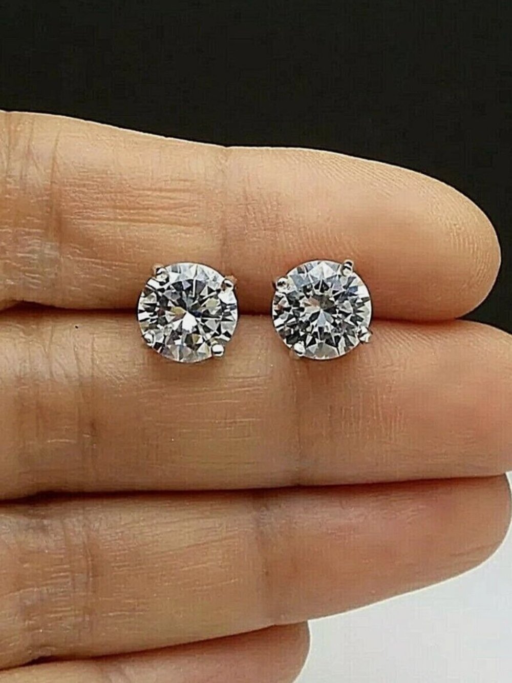 6.00 Ct Cut FL/D Solitaire Stud Earrings 14K White Gold 9mm